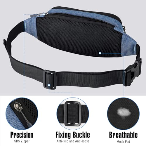 WATERFLY Fanny Pack Waist Bag: Small Hip Pouch Bum Bag Fannie Pack Phanny Fannypack Waistpack Bumbag Beltbag Sport Slim Fashionable for Jogging Hiking Hiker Woman Man - color: Blue