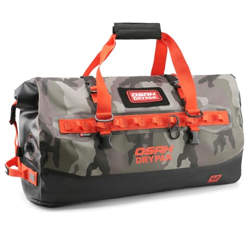 OSAH DRYPAK Waterproof Duffel Bag 25L/40L/60L – Heavy-Duty Motorcycle Tail Bag, Roll-Top Dry Bag for Travel, Camping, Boating, Kayaking, Outdoor Adventure - color: CAMOUFLAGE, size: 40L