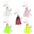 Eupheng Fluke Flounder Hi-Lo Rig, 3/0 5/0 5PCS Saltwater Fishing Bait Rigs with Mylar Teaser for Surf Ocean Fishing Sea Bass Halibut Rockfish Cod - size: Circle Hook-#3/0-5PCS