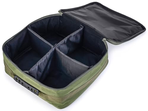Conskyee Waterproof Fishing Reel Case, 37 x 37 x 15cm Portable Fishing Gear Accessories Tackle Storage Bag with 3 Adjustable Inner Dividers for Spinning Baitcasting Fly Reels