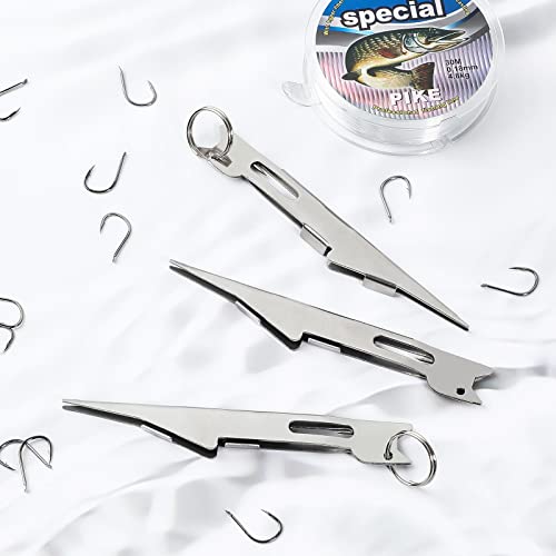 Deekin 3 Pcs Fishing Line Knot Quick Tie Fishing Knot Tying Tool Fly Nail Knot Tool Fly Angler Accessories Fly Tying Equipment for Hooks Lures Lines Men - color: Silver