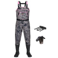 HISEA Womens Chest Waders, 4.5mm Neoprene Leopard Hunting Wader for Women with Insulated Boots, Waterproof Fishing Waders - color: Arabian Leopard, size: 9