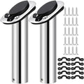 2 Pcs Boat Stainless Steel Fishing Rod Holder 30 Degree with PVC Cap 10 Pcs Kayak Pad Eyes with Screws Rigging Kit Kayak Fishing Accessory Pad Eye Kit