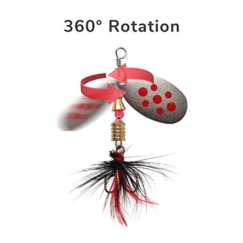 10pcs Fishing Lure Spinnerbait, Bass Trout Salmon Hard Metal Spinner Baits Kit with Tackle Boxes