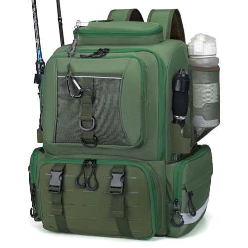 WANOON Fishing Tackle Storage Bags - color: Army Green, size: 45L-Without Tackle Boxes