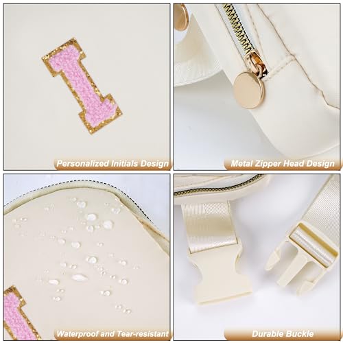Uygafly Birthday Gifts for 4 5 6 7 8 9 10 11 12 13 Year Old Girl,Gift for Teen Girls Kids Toddler,Personalized Initial Fanny Pack Purse Crossbody Bag Belt Bag Cute Trendy Stuff | Cream,I - color: Cream, style: I