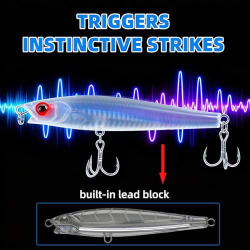 3pcs Saltwater Fishing Lure Long Cast Sinking Jerkbait Swimbait Wobbler Artificial Hard Bait - Mixed Color for Trout Bass Sea Bass (AH1247-4.7'' 1.7oz) - color: AH1247-4.7'' 1.7oz