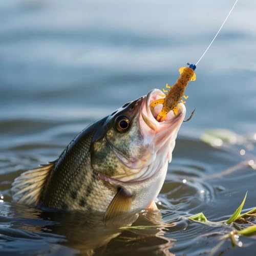Soft Plastic Crawfish Lures Kit with Jig Heads, 25pcs/60pcs Creature Baits Fishing Lure Set for Bass Trout Pike Freshwater Fishing - color: 60pcs