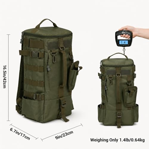 kokkoya Small Fishing Bag Tackle Backpack with Rod Holder 16L Lightweight Backpack for Fishing Hiking Kayaking Outdoor Gear Storage for Men (Olive) - color: Olive