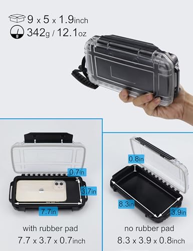 Hlotmeky Waterproof Dry Box for Kayaking, Boat, Phone - Small Container, Watertight Storage Case for Diving (Black) - color: Black