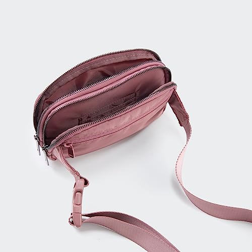 Pander Everywhere Belt Bag for Women, 5 Zipper Pockets Nylon Crossbody Fanny Pack Purse (Dune Pink) - color: Dune Pink