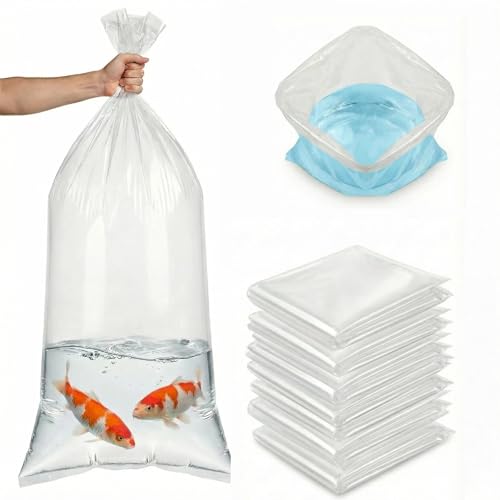 Heavy Duty Live Fish Bags, Large, 23x47 Inch, Case of 8 | Koi Transport,2.4 MIL Thick,Leak Resistant
