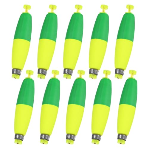 M METERXITY Pack Fishing Bobbers Floats, EVA Foam Weighted Bobbers, Clip-on Floats Slip Corks Floaters Strong Buoys - color: Green & Yellow, size: 3" Length