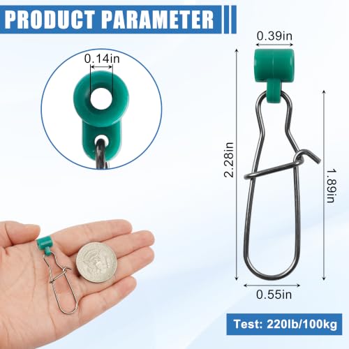 Fishing Line Sinker Slides- 30pcs Stainless Steel Braid Line Sinker Slider with Duo-Lock Snap High-Strength Line Weight Connectors for Saltwater Surf Fishing Rigs Catfishing - style: Green-30pcs