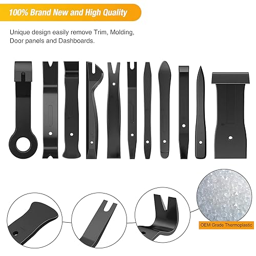 GOOACC 40Pcs Trim Removal Tool,Auto Terminal Removal Key Tool,Auto Clip Pliers Stereo Removal Tools,Car Upholstery Repair Removal Kit,Precision Hook and Pick Set,Wiring Threader,Car Film Scrape-Black - color: Black