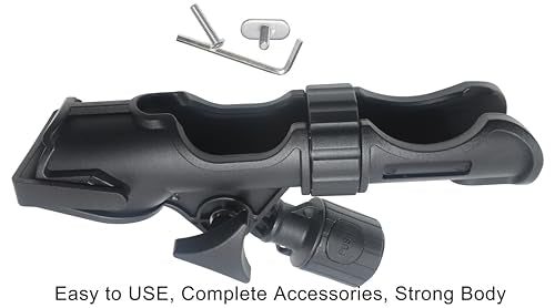 New Upgrade 360 Degrees MiniPort Fishing Rod Holder with Mini Rod Holder,Rod Holder with Track Mounting Base Kit with Installation Accessories and Tools - style: Reinforced - Round Base