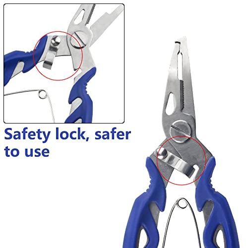 WMYCONGCONG 200 PCS Stainless Steel Fishing Split Rings Double Snap Lure Tackle Connectors with Split Ring Pliers Hook Remover for Fishing Lure Tackle Set