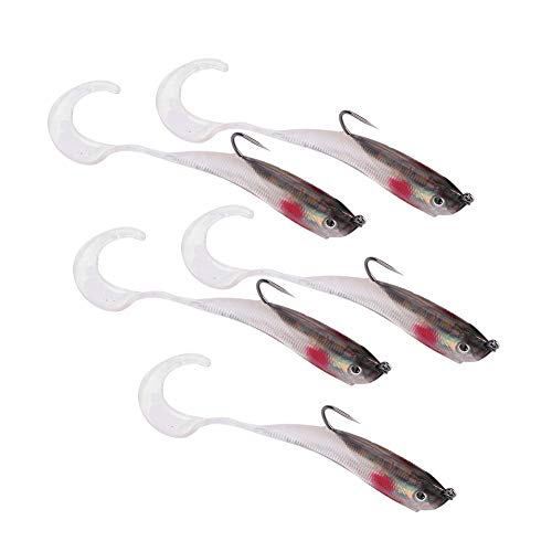 Soft Fishing Lures, 5Pcs Artificial Soft Baits Jig Head Soft Swimbaits with Hook for Saltwater/Freshwater Fishing - color: SO050-5