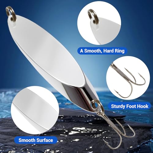 Fishing Lures Spoons, Trout Lures 5pcs/30pcs Hard Metal Spinner Bass Baits 5 Sizes Casting Spoon Hooks for Salmon Bass in 1/5oz 1/4oz 3/8oz 1/2oz 3/4oz - color: 30PCS-7g/10g/14g/18g/21g