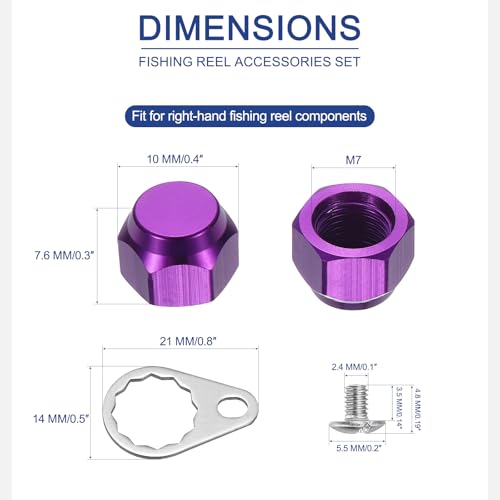 Fishing Reel Screw Nut Caps, Right Handle Knob Locking Plate Nut Replacement Parts - color: Purple, size: M7