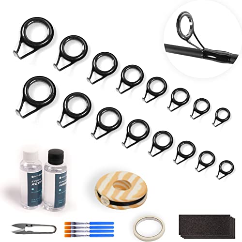 OJY&DOIIIY Fishing Rod Repair Kit, All-in-One Supplies for Fishing Pole Eyelets Replacement with Rod Guides,Epoxy Glue,Wrapping Thread and Tape - color: Spinning