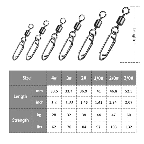 9KM DWLIFE Fishing Speed Clips 50Pcs Quick Change Fishing Swivels & Snaps Fishing Speed Clips Barrel Swivels Fishing Tackle Saltwater Fishing - size: 2/0#
