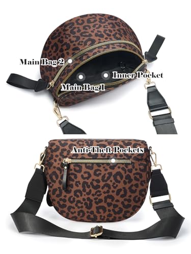 Pure Colour Crossbody Bag Bum Bag for Women,Spacious Purse Fanny Packs Belt Bag,Oversized Bum Bag (Black Brown Leopard Print Bum Bag) - color: Black Brown Leopard Print Bum Bag