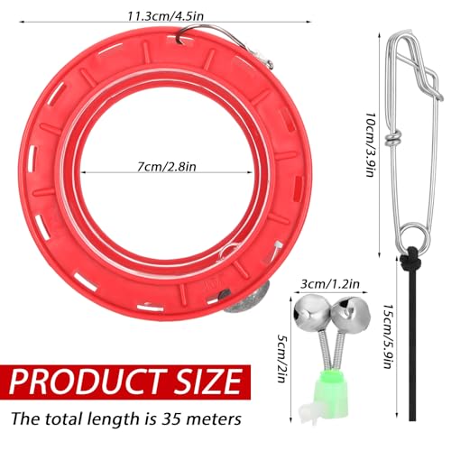 Roowest 6 Inch Hook Keeper Top Reinforced Complete Rig with with Bell, Lanyard & 35m 42# Line Kit for Shore Fishing Grouper Snapper