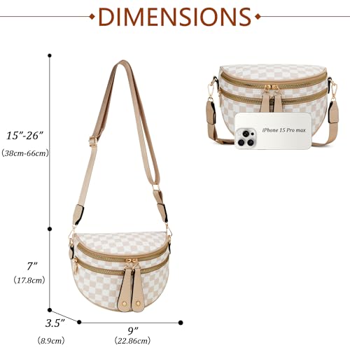 KKXIU Crossbody Sling Bag for Women Trendy Fanny Pack Vegan Leather Chest Bag | Trendy - color: 2-beige