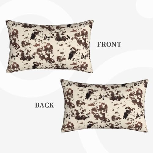 Cow Print Throw Pillow Covers Western Cow Lumbar Pillow Cases 12x20 Inch Set of 2 White Brown Cowhide Outdoor Decorative Pillowcase Cushion Cover for Couch Sofa - color: Brown, size: 20" x 12" (Pack of 2)