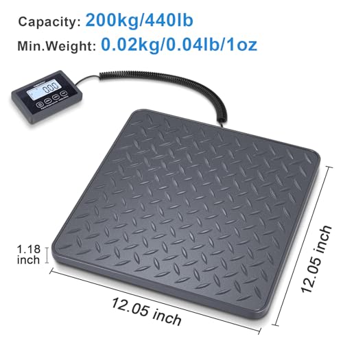 THINKSCALE Shipping Scale 440lb, 10g High Accuracy Postal Scale Packages, Integrated One-Piece Platform, Small Business & Warehouse, Battery & AC Adapter Included - color: Plastic Gray