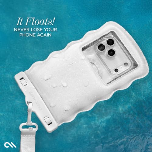 Case-Mate Wavy IP68 Waterproof Large Phone Pouch - Ivory Twinkle | Hidden Pocket for Card/Cash - Floating Phone Case w/Crossbody Lanyard - Fits All Phones - Beach Cruise Ship Travel Essentials - color: Wavy Ivory Twinkle