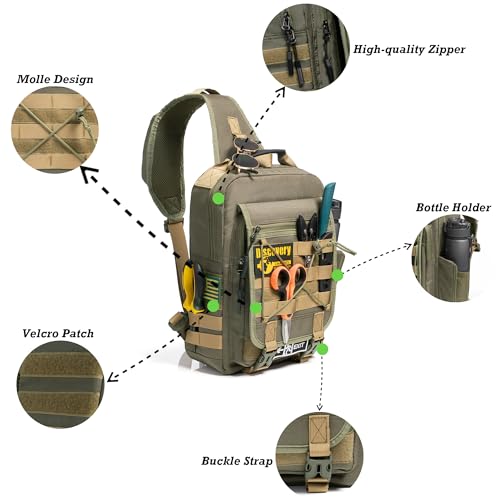 NICGID Tactical Sling Bag Pack Military Rover Shoulder Sling Backpack EDC Molle Assault Range Bag - color: Army Green-808-1, size: 13.3 inch