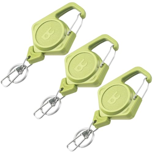Booms Fishing Zinger Retractor 3pack: Fly Fishing Retractor with 27.5" Retractable Lanyard - 4oz Retractable Keychain for Key Nippers Scissors Forceps, Fly Fishing Accessories, XW80 - color: Green