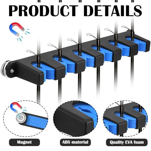 Seenelling 2 Pcs Magnetic Fishing Rod Holder for Car Fishing Pole Rack Vertical Rod Storage Holders for Truck Bed Boat Wall Garage Door - color: Blue, size: 6 Rods