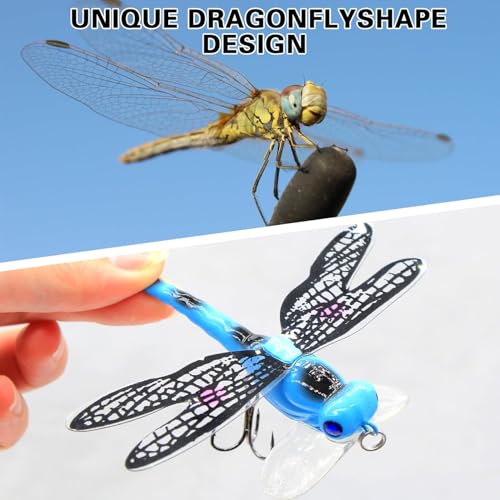 Topwater Fishing Lures Insect Fishing Lures Dragonfly Fishing Lures Dragonfly Lure Fishing Bait with Hooks for Outdoor Fishing Tools - color: Dragonfly 6pcs