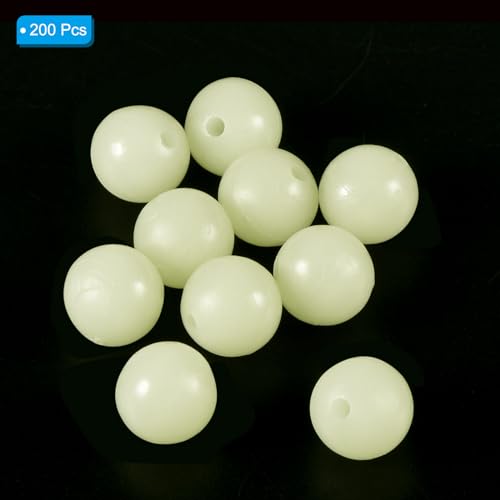 PATIKIL Glow Fishing Beads Plastic Round Rubber Luminous Fishing Bait Eggs Rig Bead Tackle Lures Accessories with Box - color: White, size: 12mm