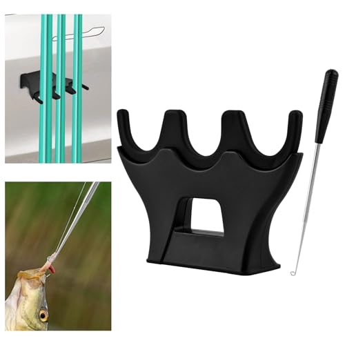Magnetic Fishing Rod Holder for Car, Portable Fish Rod Rack with 3 Slots, Outdoor Fishing Rods Storage Rack, Magnet Vehicle Fly Pole Holder with Hook Remover Tool