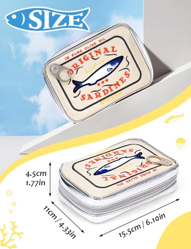 Cessfle Canned Sardines Makeup Bag, Funny Sardine Tin Fish Cosmetic Bag, Creative Cute Makeup Bag Kawaii Pencil Case Pouch, Coquette Make up Pouch for Women - color: Beige
