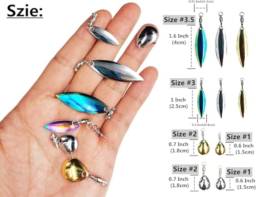 30pcs Tail Spinners Willow Colorado Blade Spin Lure Making for Senko Lures Worms Bass Fishing Soft Plastic Lures