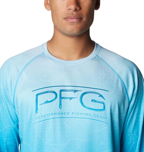 Columbia Men's Super Terminal Tackle PFG Super Fade Long Sleeve - color: Ocean Blue Techcamo/Bathymetric Sf, size: Large