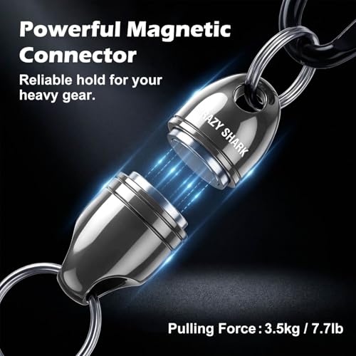 Magnetic Net Release for Fly Fishing, Aluminum Magnetic Quick Release Keychain, Fly Fishing Net Magnet Holder Retractor with Carabiner - color: gun metal