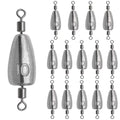 15Pcs Fishing Weights Sinkers Inline Trolling Fishing Weights with Inner Swivels Bullet Sinkers Fishing Weights for Saltwater Freshwater Fishing - size: 3/8oz