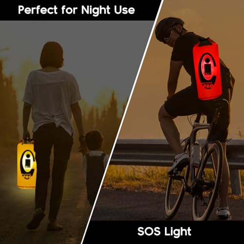 Qoolife Dry Bag Waterproof with Solar Bluetooth Speaker & Light - 10L/20L Roll Top Dry Sack Keeps Gear Dry for Men Women Kayaking, Beach, Rafting, Boating, Hiking, Camping and Fishing - color: Yellow with BT Speaker, size: 10L
