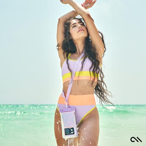 Case-Mate Soap Bubble IP68 Waterproof Phone Pouch - Iridescent | Touchscreen Floating Waterproof Phone Case with Crossbody Lanyard - Fits All Phones - Beach Cruise Ship Travel Essentials - color: Iridescent