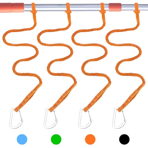 1/2/4 Pack Kayak Paddle Board Tether Leash Stretchable Strap Lanyard Rope, 3.3-7 Feet with Carabiner for SUP Kayaking Boating Canoeing Fishing Pole Rod or Other Gear - color: Orange, size: 4pcs(3.3-7ft)