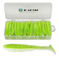 Paddle Tail Swimbaits, 50 PCS Ribbed 3 Inchs Soft Plastic Fishing Lures for Bass Trout Crappie Walleye Saltwater/Freshwater Fishing - color: Light Green
