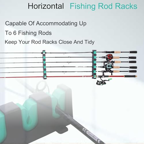Fishing Rod Rack Holders Wall-Mounted Fishing Pole Holder & Rack, Fishing Pole Holders for Garage & Boat 6-Rod Storage Racks(Horizontal Green, 2 Pair) - color: Horizontal Green, 2 Pair