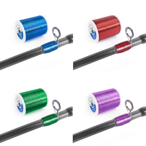 Aventik Fishing Rod Wrapping Thread for Guide Building 500D/100YDS 8PCS Nylon Thread Fishing Rod Repair Kit Fishing Rod Building Supplies - style: 8 Pack Rainbow Color Metallic Thread