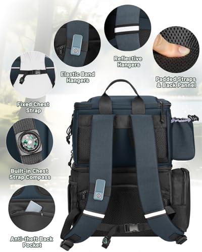 MATEIN Fishing Backpack with 4 Tackle Boxes, Fishing Bag with Rod Holder & Safety Compass & Cooler, Gifts for Fishermen - color: Grey Black